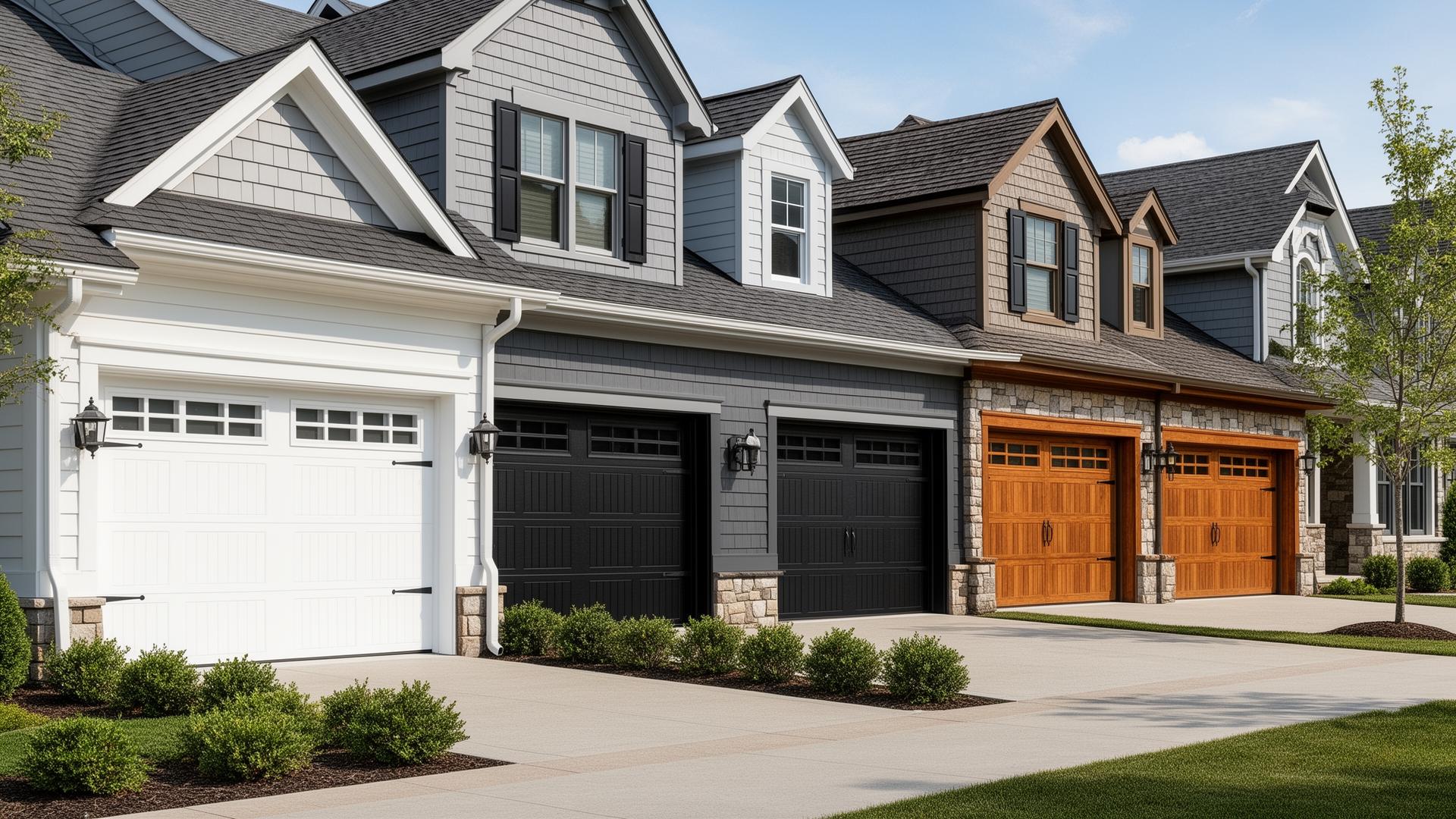 Various garage door color samples and swatches for home exterior design
